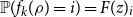 double struck upper P left parenthesis f Subscript k Baseline left parenthesis rho right parenthesis equals i right parenthesis equals upper F left parenthesis z right parenthesis Subscript i
