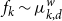 f Subscript k Baseline tilde mu Subscript k comma d Superscript w