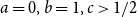 a equals 0 comma b equals 1 comma c greater than 1 divided by 2
