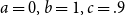 a equals 0 comma b equals 1 comma c equals .9