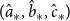 left parenthesis ModifyingAbove a With caret Subscript asterisk Baseline comma ModifyingAbove b With caret Subscript asterisk Baseline comma ModifyingAbove c With caret Subscript asterisk Baseline right parenthesis