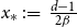 x Subscript asterisk Baseline colon equals StartFraction d minus 1 Over 2 beta EndFraction