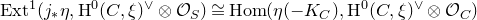 normal upper E normal x normal t Superscript 1 Baseline left parenthesis j Subscript asterisk Baseline eta comma normal upper H Superscript 0 Baseline left parenthesis upper C comma xi right parenthesis Superscript or Baseline circled times script upper O Subscript upper S Baseline right parenthesis approximately equals normal upper H normal o normal m left parenthesis eta left parenthesis minus upper K Subscript upper C Baseline right parenthesis comma normal upper H Superscript 0 Baseline left parenthesis upper C comma xi right parenthesis Superscript or Baseline circled times script upper O Subscript upper C Baseline right parenthesis