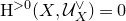 normal upper H Superscript greater than 0 Baseline left parenthesis upper X comma script upper U Subscript upper X Superscript or Baseline right parenthesis equals 0