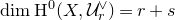 dimension normal upper H Superscript 0 Baseline left parenthesis upper X comma script upper U Subscript r Superscript or Baseline right parenthesis equals r plus s