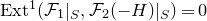 normal upper E normal x normal t Superscript 1 Baseline left parenthesis script upper F 1 vertical bar Subscript upper S Baseline comma script upper F 2 left parenthesis negative upper H right parenthesis vertical bar Subscript upper S Baseline right parenthesis equals 0