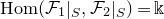 normal upper H normal o normal m left parenthesis script upper F 1 vertical bar Subscript upper S Baseline comma script upper F 2 vertical bar Subscript upper S Baseline right parenthesis equals double struck k