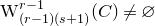 normal upper W Subscript left parenthesis r minus 1 right parenthesis left parenthesis s plus 1 right parenthesis Superscript r minus 1 Baseline left parenthesis upper C right parenthesis not equals empty set