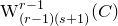 normal upper W Subscript left parenthesis r minus 1 right parenthesis left parenthesis s plus 1 right parenthesis Superscript r minus 1 Baseline left parenthesis upper C right parenthesis