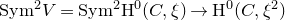 normal upper S normal y normal m squared upper V equals normal upper S normal y normal m squared normal upper H Superscript 0 Baseline left parenthesis upper C comma xi right parenthesis right arrow normal upper H Superscript 0 Baseline left parenthesis upper C comma xi squared right parenthesis