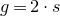 g equals 2 dot s