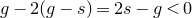 g minus 2 left parenthesis g minus s right parenthesis equals 2 s minus g less than 0