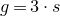 g equals 3 dot s