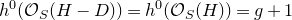 h Superscript 0 Baseline left parenthesis script upper O Subscript upper S Baseline left parenthesis upper H minus upper D right parenthesis right parenthesis equals h Superscript 0 Baseline left parenthesis script upper O Subscript upper S Baseline left parenthesis upper H right parenthesis right parenthesis equals g plus 1