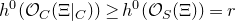 h Superscript 0 Baseline left parenthesis script upper O Subscript upper C Baseline left parenthesis normal upper Xi vertical bar Subscript upper C Baseline right parenthesis right parenthesis greater than or equals h Superscript 0 Baseline left parenthesis script upper O Subscript upper S Baseline left parenthesis normal upper Xi right parenthesis right parenthesis equals r