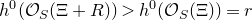 h Superscript 0 Baseline left parenthesis script upper O Subscript upper S Baseline left parenthesis normal upper Xi plus upper R right parenthesis right parenthesis greater than h Superscript 0 Baseline left parenthesis script upper O Subscript upper S Baseline left parenthesis normal upper Xi right parenthesis right parenthesis equals r