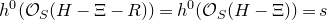 h Superscript 0 Baseline left parenthesis script upper O Subscript upper S Baseline left parenthesis upper H minus normal upper Xi minus upper R right parenthesis right parenthesis equals h Superscript 0 Baseline left parenthesis script upper O Subscript upper S Baseline left parenthesis upper H minus normal upper Xi right parenthesis right parenthesis equals s