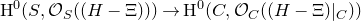 normal upper H Superscript 0 Baseline left parenthesis upper S comma script upper O Subscript upper S Baseline left parenthesis left parenthesis normal upper H minus normal upper Xi right parenthesis right parenthesis right parenthesis right arrow normal upper H Superscript 0 Baseline left parenthesis upper C comma script upper O Subscript upper C Baseline left parenthesis left parenthesis normal upper H minus normal upper Xi right parenthesis vertical bar Subscript upper C Baseline right parenthesis right parenthesis