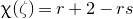 chi left parenthesis zeta right parenthesis equals r plus 2 minus r s