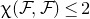 chi left parenthesis script upper F comma script upper F right parenthesis less than or equals 2