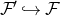 script upper F prime right arrow with hook script upper F