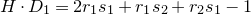 upper H dot upper D 1 equals 2 r 1 s 1 plus r 1 s 2 plus r 2 s 1 minus 1