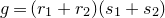 g equals left parenthesis r 1 plus r 2 right parenthesis left parenthesis s 1 plus s 2 right parenthesis