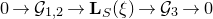 0 right arrow script upper G Subscript 1 comma 2 Baseline right arrow bold upper L Subscript upper S Baseline left parenthesis xi right parenthesis right arrow script upper G 3 right arrow 0