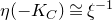 eta left parenthesis minus upper K Subscript upper C Baseline right parenthesis approximately equals xi Superscript negative 1