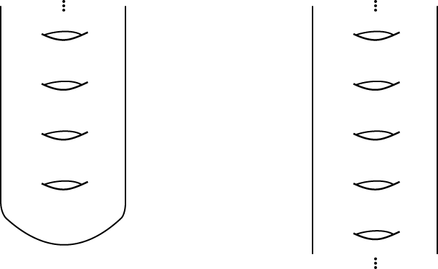 Two illustrations of infinite-type surfaces, the Loch Ness monster and Jacobs ladder.