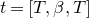 t equals left bracket upper T comma beta comma upper T right bracket