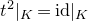 t squared vertical bar Subscript upper K Baseline equals id vertical bar Subscript upper K Baseline