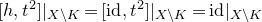 left bracket h comma t squared right bracket vertical bar Subscript upper X minus upper K Baseline equals left bracket id comma t squared right bracket vertical bar Subscript upper X minus upper K Baseline equals id vertical bar Subscript upper X minus upper K Baseline