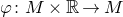 phi colon upper M times double struck upper R right arrow upper M