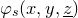 phi Subscript s Baseline left parenthesis x comma y comma z underbar right parenthesis