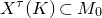 upper X Superscript tau Baseline left parenthesis upper K right parenthesis subset of upper M 0