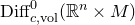 Diff Subscript c comma vol Superscript 0 Baseline left parenthesis double struck upper R Superscript n Baseline times upper M right parenthesis