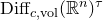Diff Subscript c comma vol Baseline left parenthesis double struck upper R Superscript n Baseline right parenthesis Superscript tau