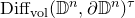 Diff Subscript vol Baseline left parenthesis double struck upper D Superscript n Baseline comma partial differential double struck upper D Superscript n Baseline right parenthesis Superscript tau