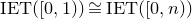 IET left parenthesis left bracket 0 comma 1 right parenthesis right parenthesis approximately equals IET left parenthesis left bracket 0 comma n right parenthesis right parenthesis