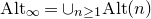 normal upper A normal l normal t Subscript normal infinity Baseline equals union Subscript n greater than or equals 1 Baseline normal upper A normal l normal t left parenthesis n right parenthesis