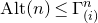normal upper A normal l normal t left parenthesis n right parenthesis less than or equals normal upper Gamma Subscript left parenthesis i right parenthesis Superscript n