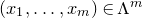 left parenthesis x 1 comma ellipsis comma x Subscript m Baseline right parenthesis element of normal upper Lamda Superscript m