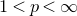 1 less than p less than normal infinity