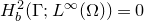 upper H Subscript b Superscript 2 Baseline left parenthesis normal upper Gamma semicolon upper L Superscript normal infinity Baseline left parenthesis normal upper Omega right parenthesis right parenthesis equals 0