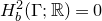 upper H Subscript b Superscript 2 Baseline left parenthesis normal upper Gamma semicolon double struck upper R right parenthesis equals 0