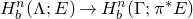 upper H Subscript b Superscript n Baseline left parenthesis normal upper Lamda semicolon upper E right parenthesis right arrow upper H Subscript b Superscript n Baseline left parenthesis normal upper Gamma semicolon pi Superscript asterisk Baseline upper E right parenthesis