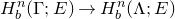 upper H Subscript b Superscript n Baseline left parenthesis normal upper Gamma semicolon upper E right parenthesis right arrow upper H Subscript b Superscript n Baseline left parenthesis normal upper Lamda semicolon upper E right parenthesis