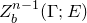 upper Z Subscript b Superscript n minus 1 Baseline left parenthesis normal upper Gamma semicolon upper E right parenthesis