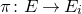 pi colon upper E right arrow upper E Subscript i Baseline